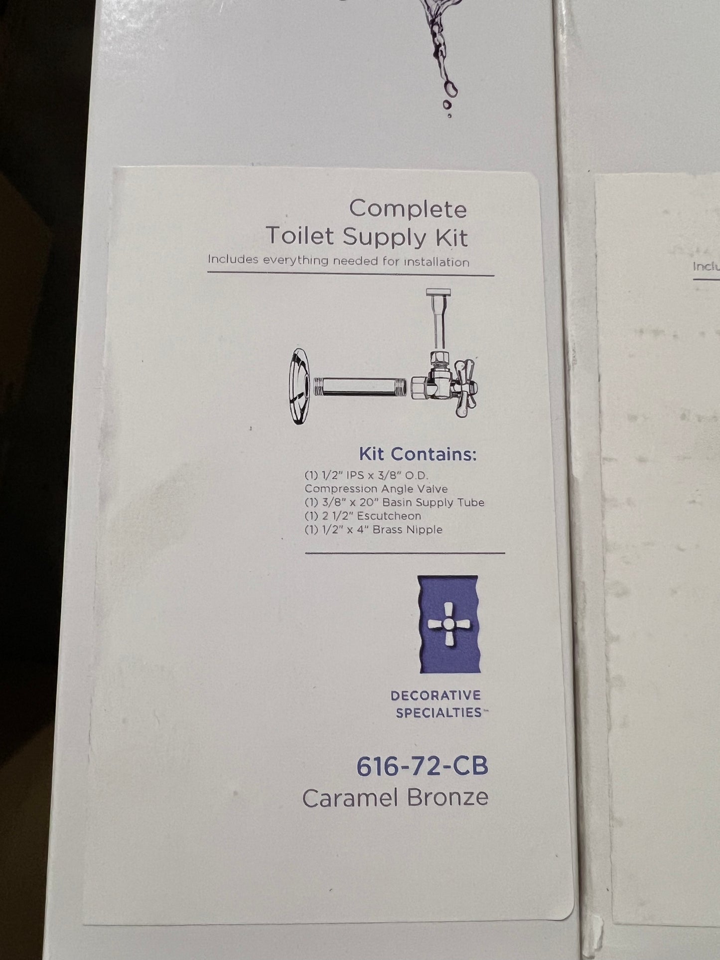 Jaclo 616-72 Quarter Turn Angle Pattern 1/2" Ips X 3/8" O.D. Toilet Supply Kit With Standard Cross Handle, 20" Supply Tube, Escutcheon - Caramel Bronze