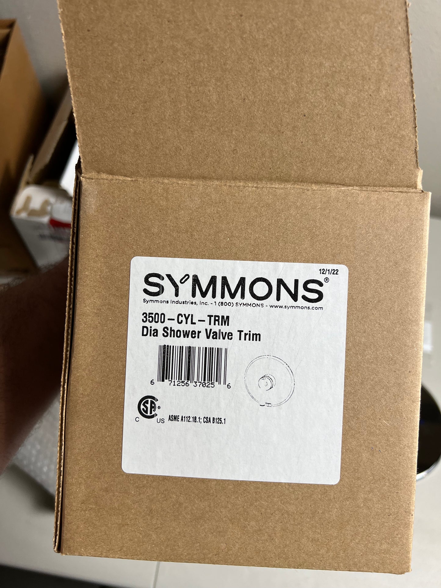 Symmons S-3500-CYL-B-TRM Dia Shower Valve Trim