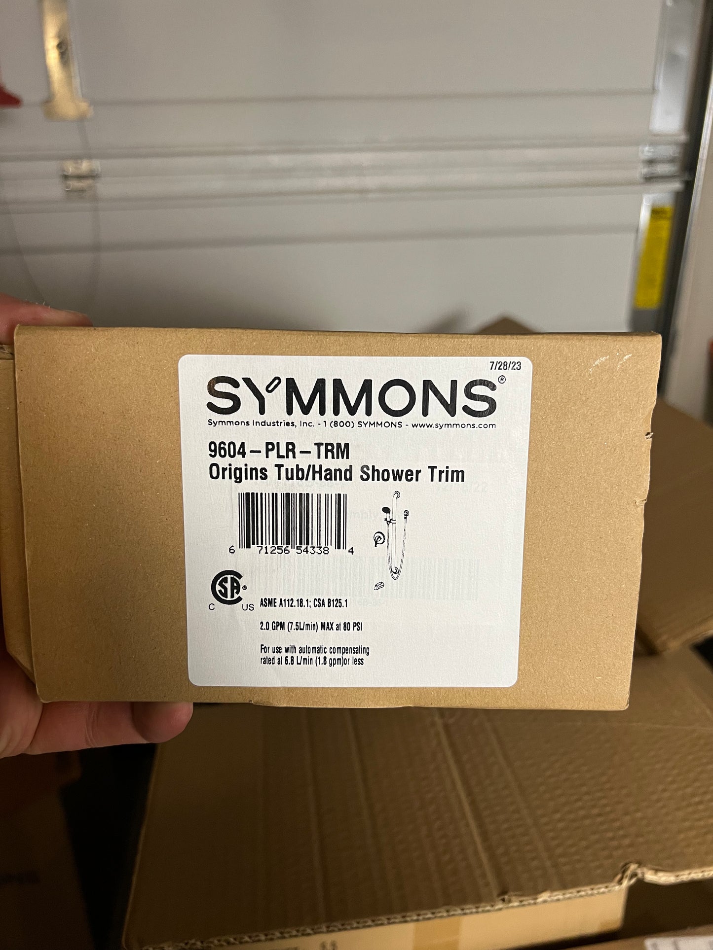 Symmons Origins Tub and Shower Trim Package with Single Function Shower Head with Double Lever Handle - No Rough In Valve Included