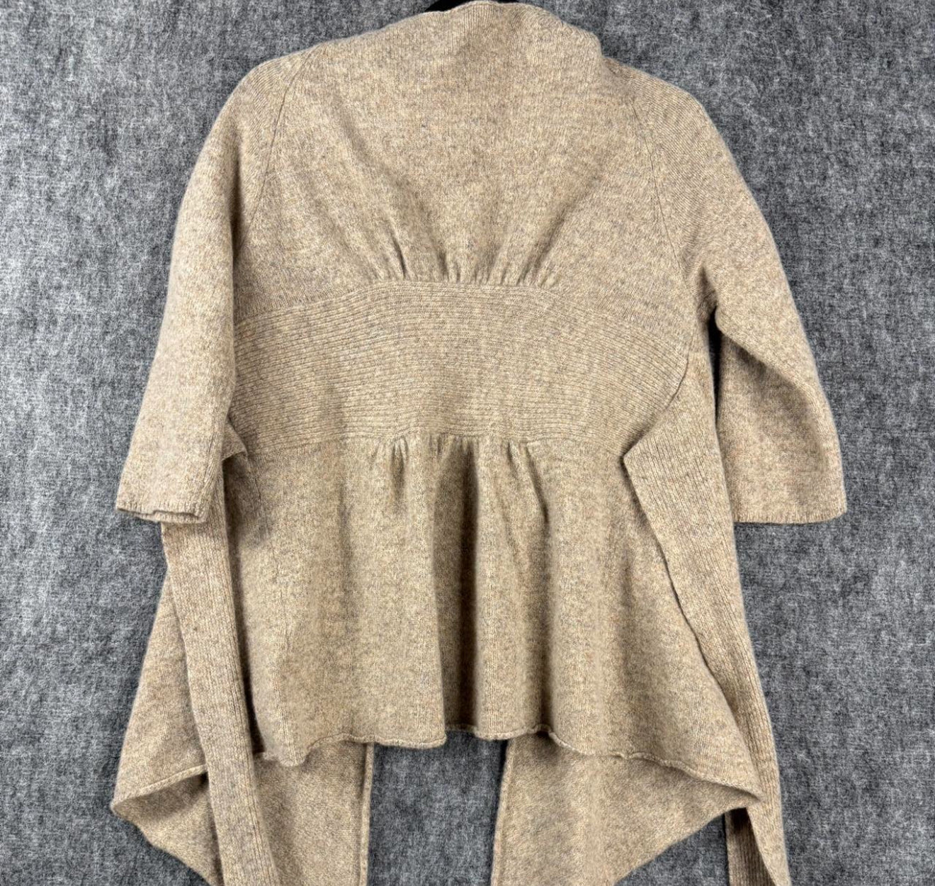Women’s Wool Blend Cardigan Sweater with Tie Belt Beige Size Large – Cozy & Stylish