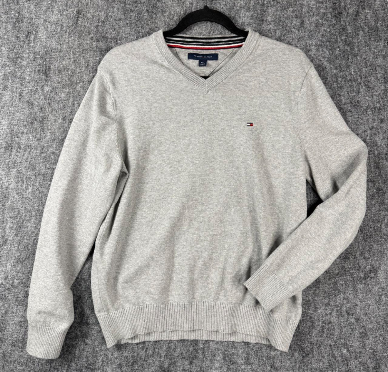 Tommy Hilfiger Men’s V-Neck Sweater - Gray, Size L