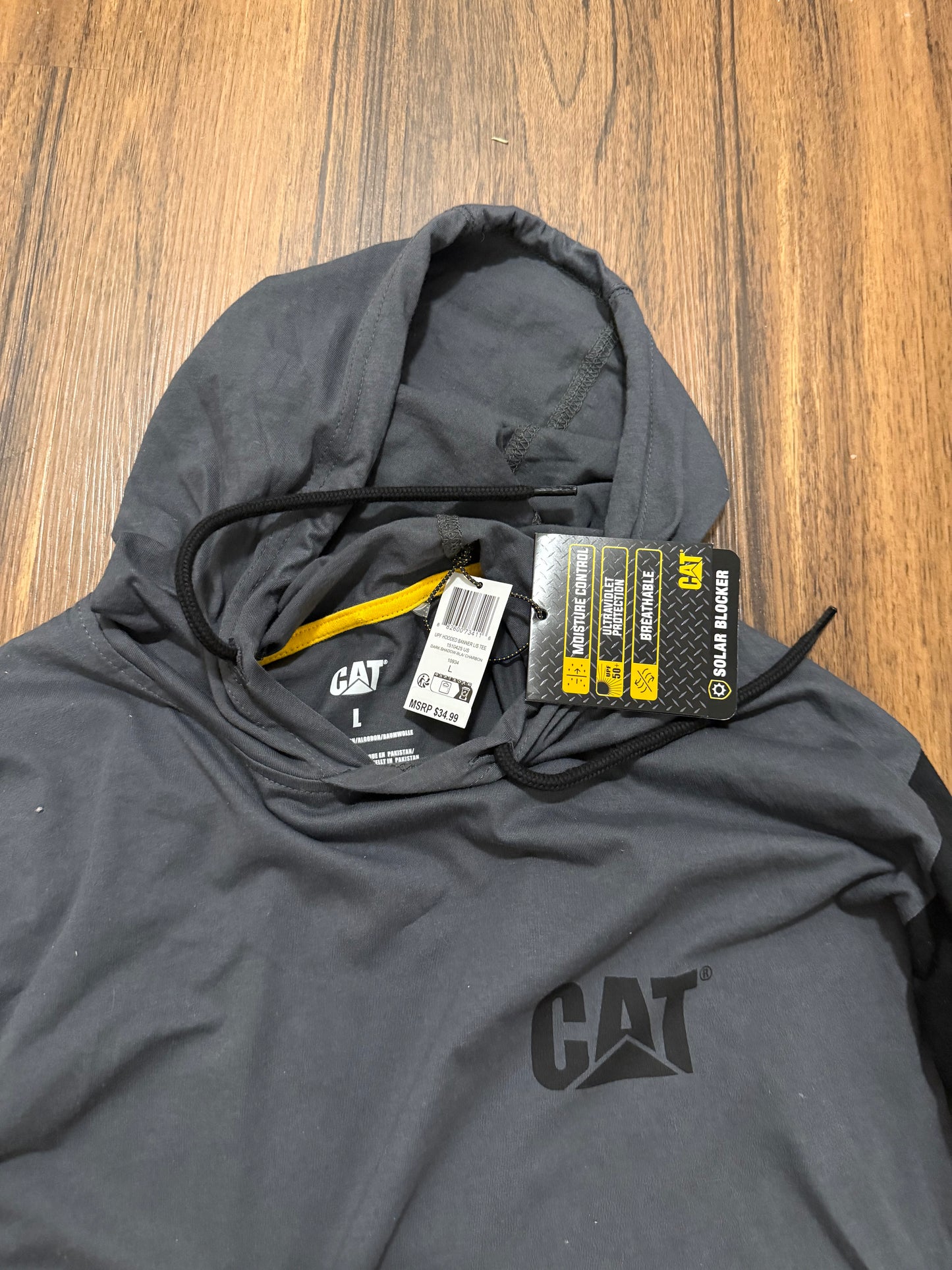 Caterpillar Men's Hooded Banner Long Shirts with UPF 50 Protection (size L)