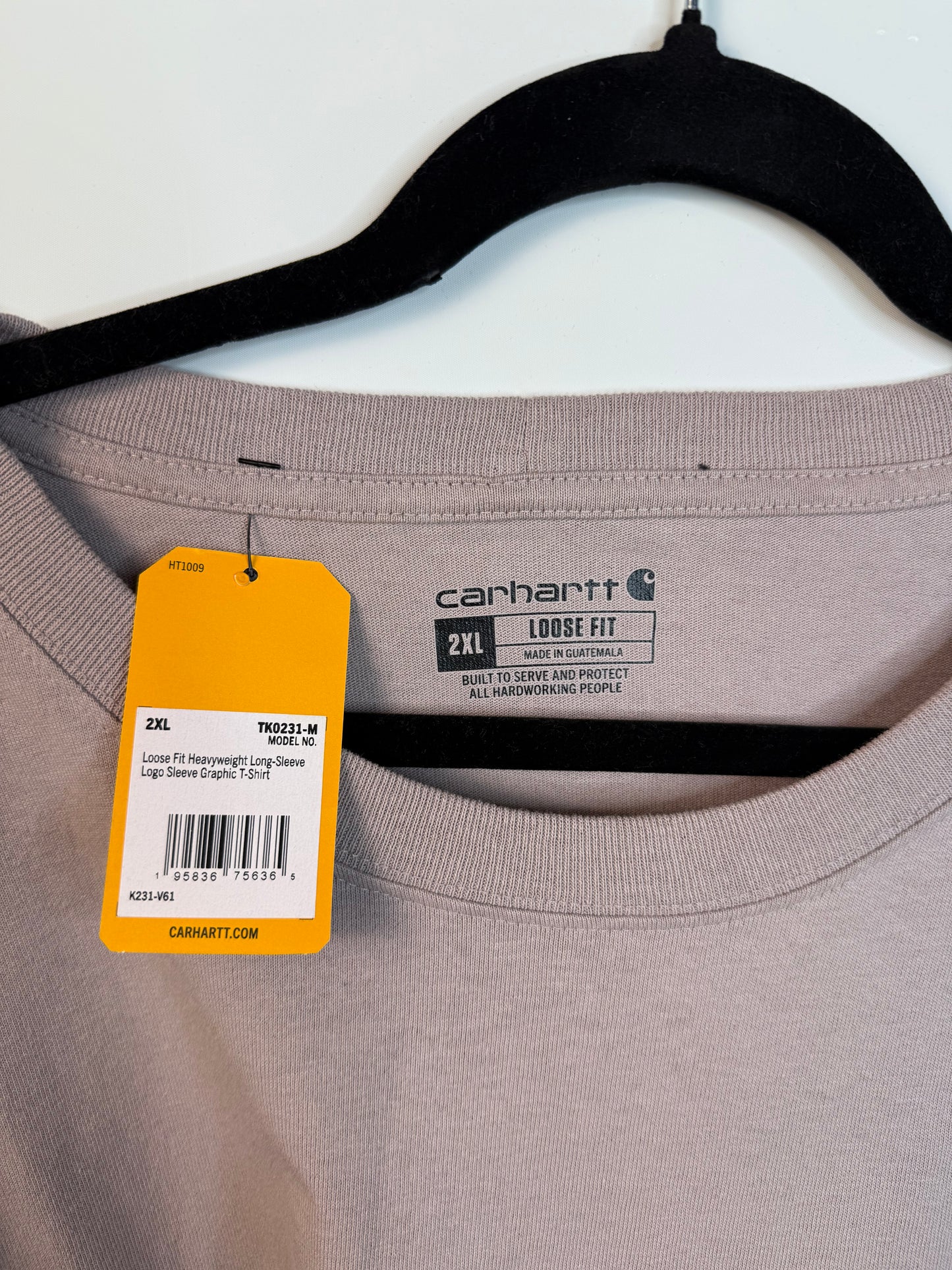 Carhartt Loose Fit Heavyweight Long-Sleeve Logo Sleeve Graphic T-Shirt (Size XXL)