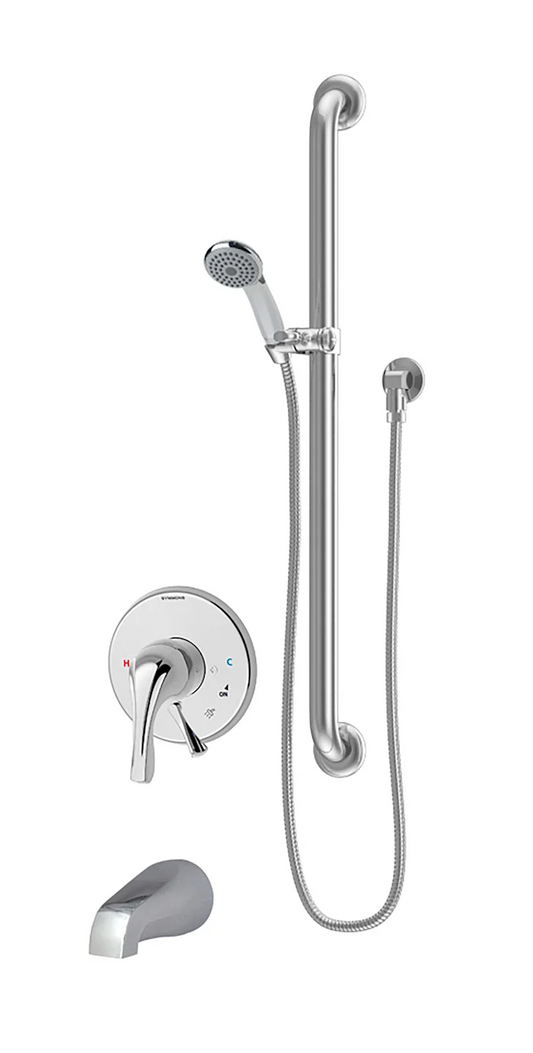 Symmons Origins Tub and Shower Trim Package with Single Function Shower Head with Double Lever Handle - No Rough In Valve Included