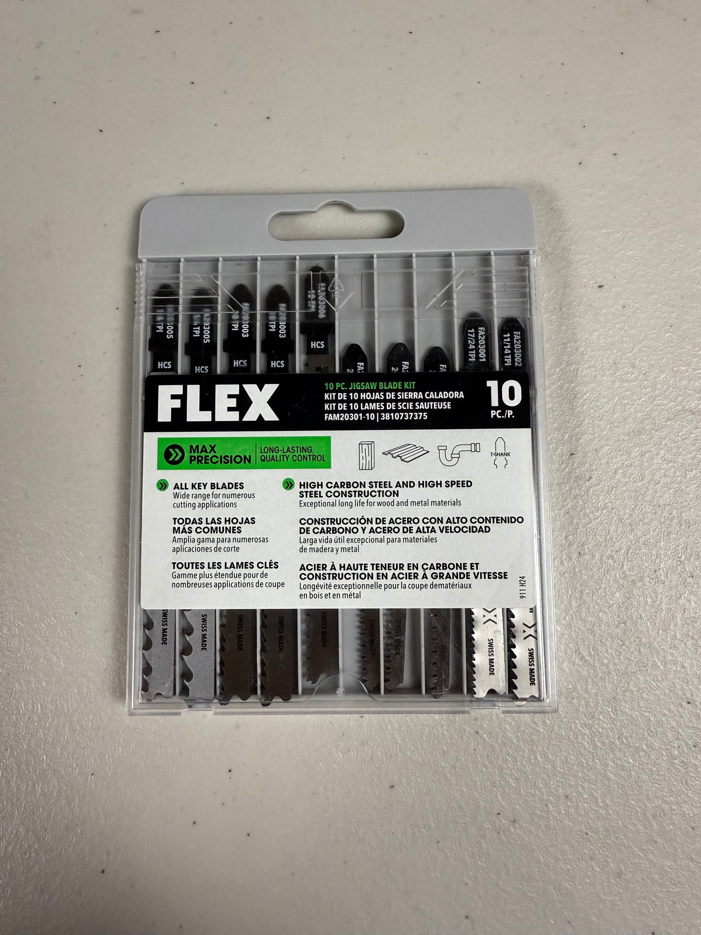 Brand New 2021 FLEX 10-Piece T-Shank Jigsaw Blade Set (Made In Switzerland)