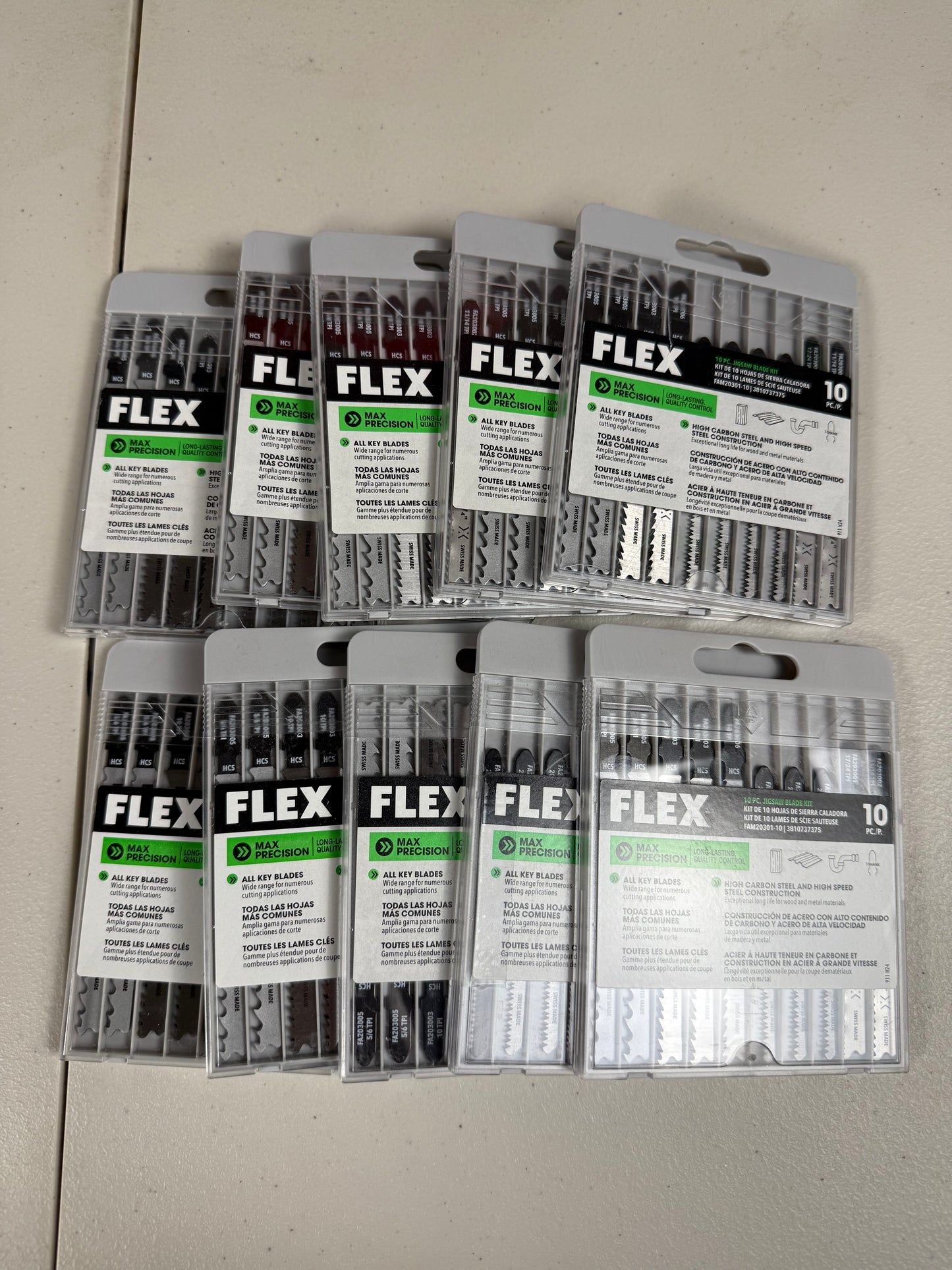 Brand New 2021 FLEX 10-Piece T-Shank Jigsaw Blade Set (Made In Switzerland)