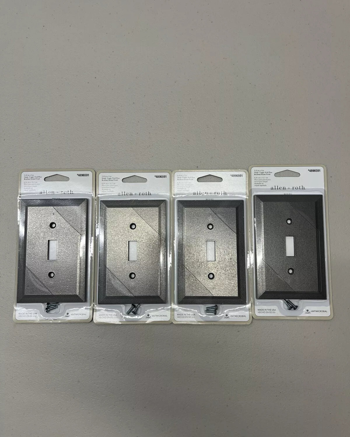 Allen And Roth Rocker Wall Plates (4 plates) allen + roth 1-Gang Standard Size Brushed Nickel Indoor Tog ...