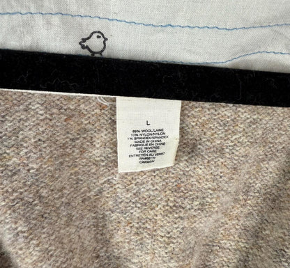 Women’s Wool Blend Cardigan Sweater with Tie Belt Beige Size Large – Cozy & Stylish
