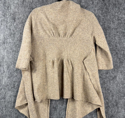 Women’s Wool Blend Cardigan Sweater with Tie Belt Beige Size Large – Cozy & Stylish