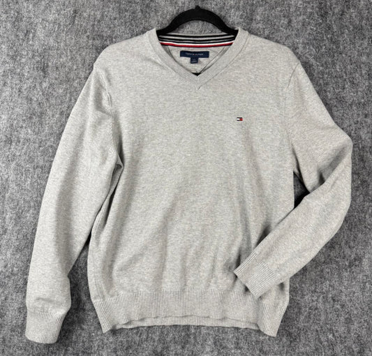 Tommy Hilfiger Men’s V-Neck Sweater - Gray, Size L