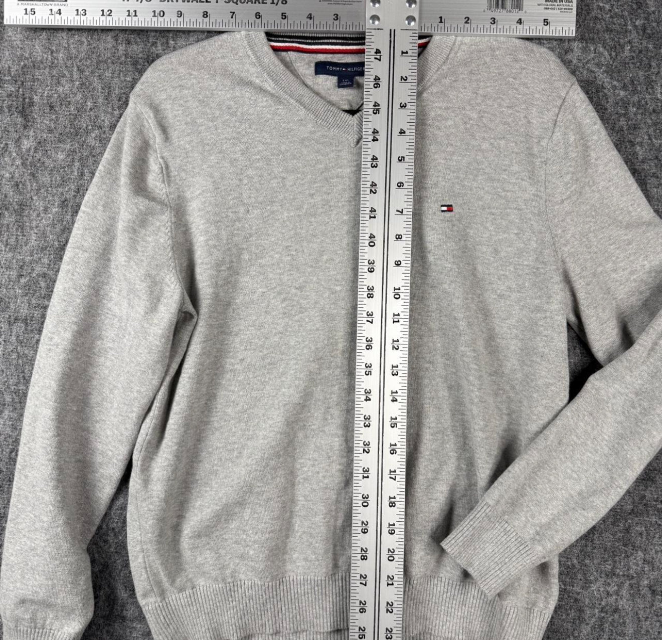 Tommy Hilfiger Men’s V-Neck Sweater - Gray, Size L
