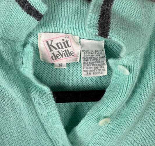 Vintage Knit deVille Sweater - Mint Green, Size M