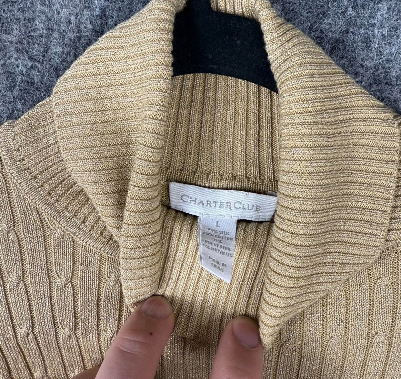 Charter Club Women’s Ribbed Turtleneck Sweater - Gold, Size L