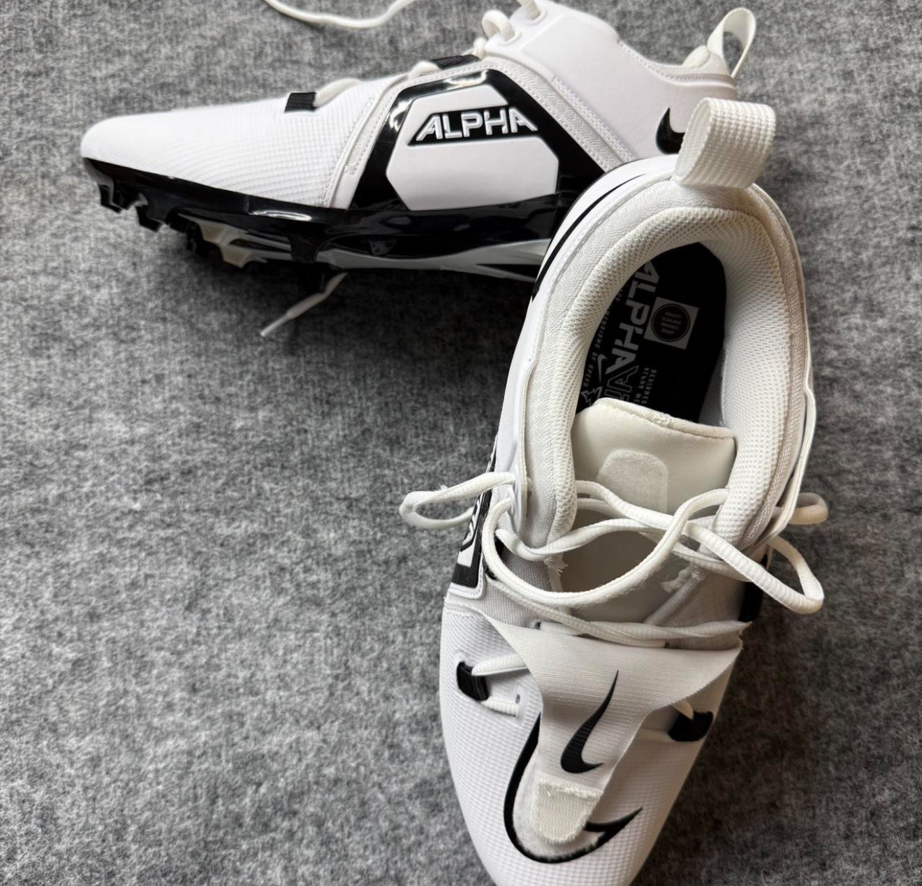 New Men's Nike Alpha Menace Pro 3 Football Cleats White FB6834-100. Size 16