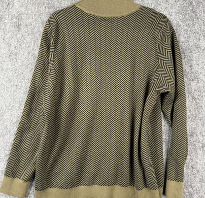 PreLoved Womens Calvin Klein Herringbone Sweater Size Medium Gold Shoulder Buttons Casual