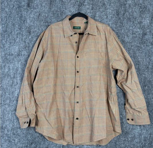 PreLoved Orvis men’s long sleeve plaid shirt, XL, cotton & merino wool blend.