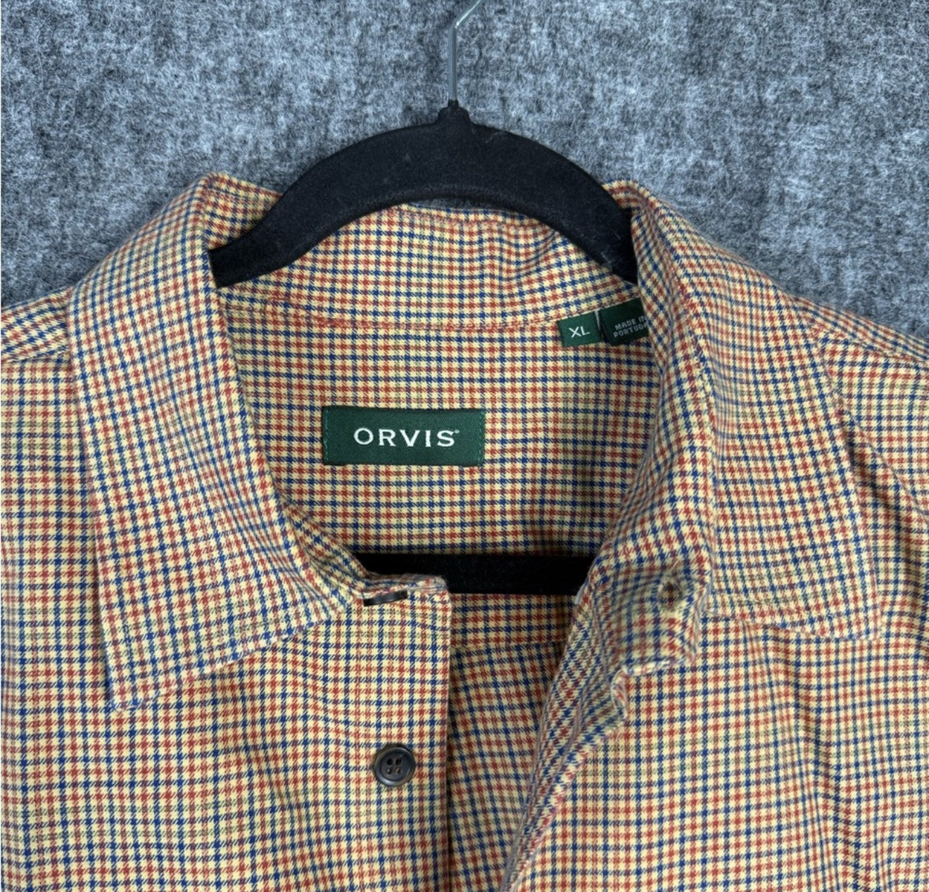 PreLoved Orvis men’s long sleeve plaid shirt, XL, cotton & merino wool blend.