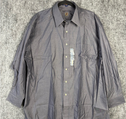 New Tommy Hilfiger Dress Shirt 17 32/33 Gray Long Sleeve 100% Cotton Men’s. Size L