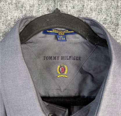 New Tommy Hilfiger Dress Shirt 17 32/33 Gray Long Sleeve 100% Cotton Men’s. Size L