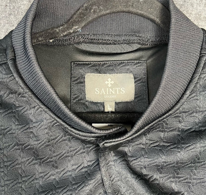 New SAINTS Studio Black Textured Bomber Jacket – Size Large